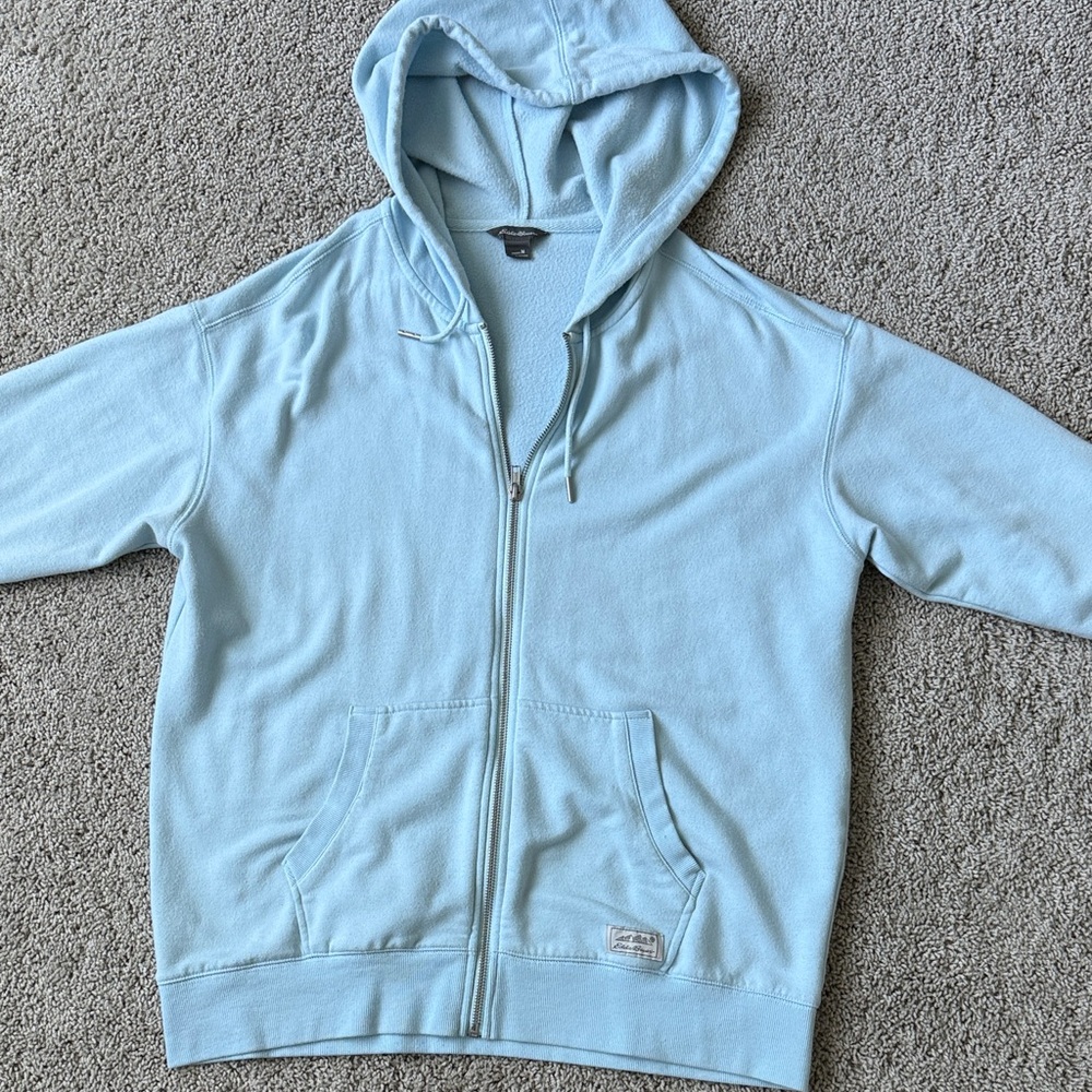 Eddie Bauer Pale Blue Hooded Zip Sweater